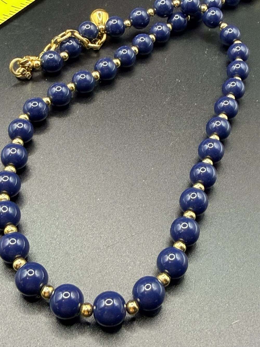 Vintage Monet Blue Bead Necklace and Dangle Earring Set